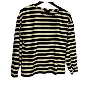 J. Crew Heavy Cotton Stripe Long Sleeve Blouse Tee Size Small Basic